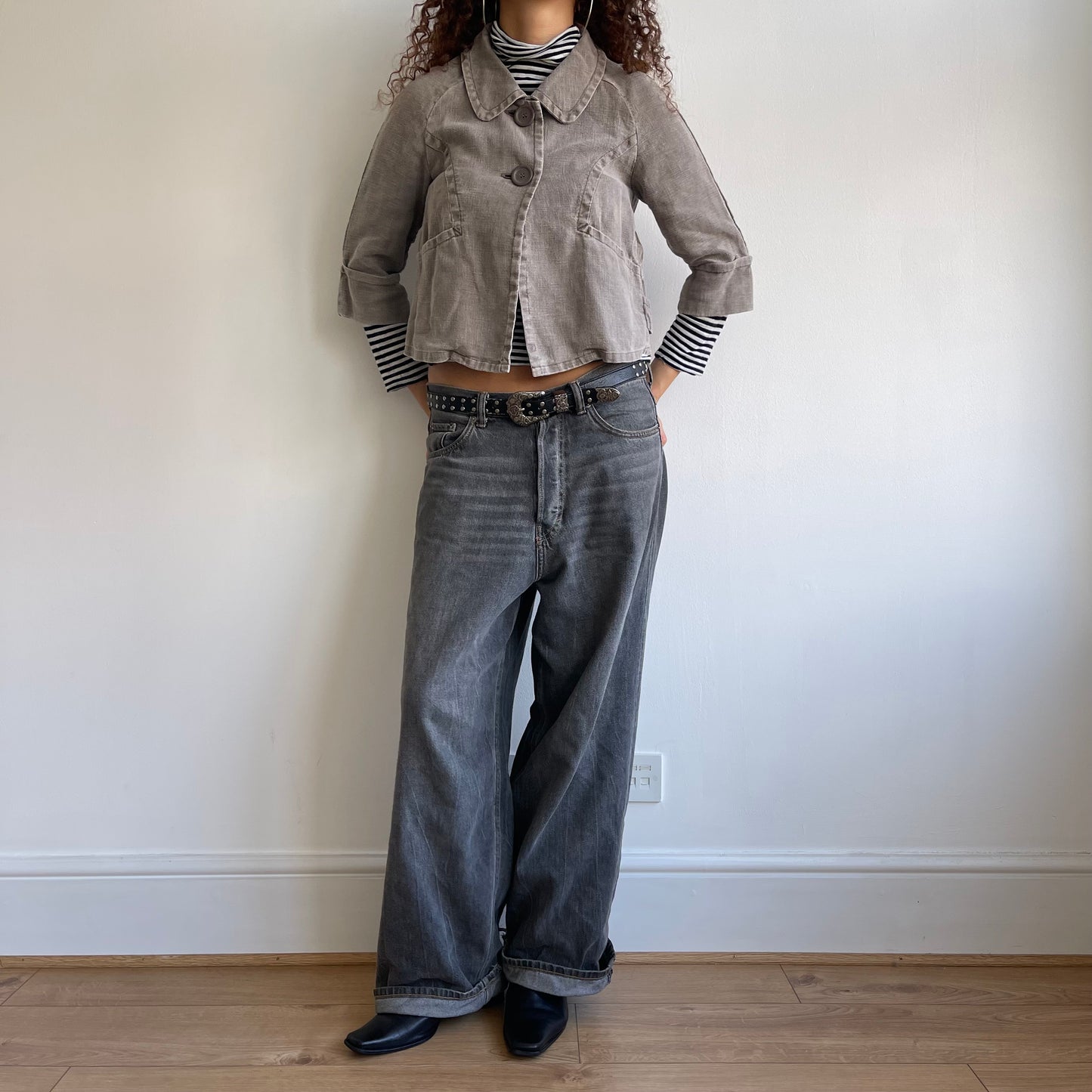 Light grey linen peacoat - Size XS