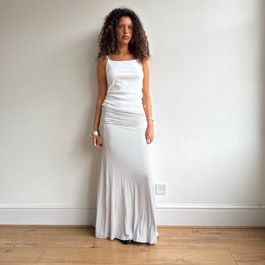 Grey striped maxi skirt/dress - Size S