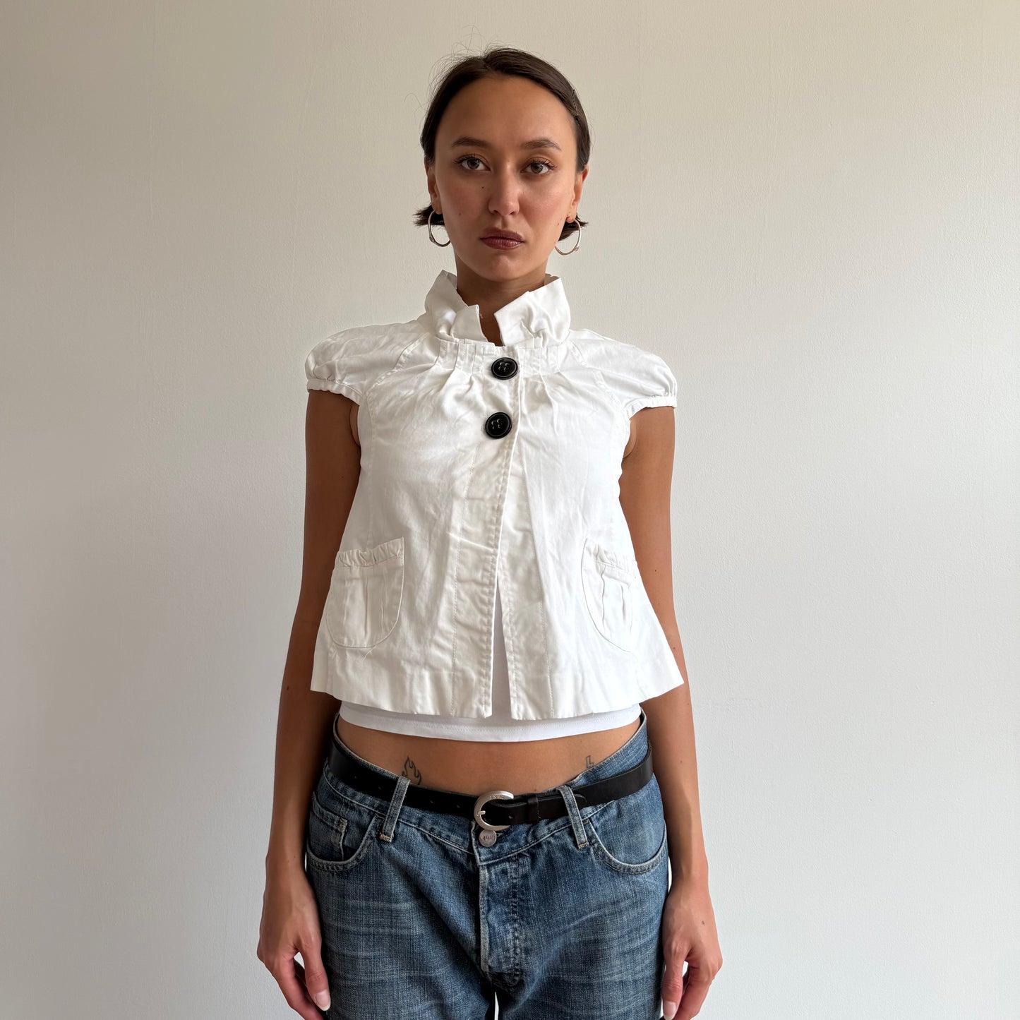 White short sleeve peacoat - Size S