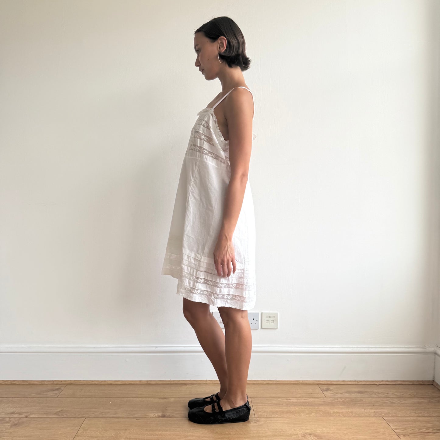 White lace insert milkmaid dress - Size L