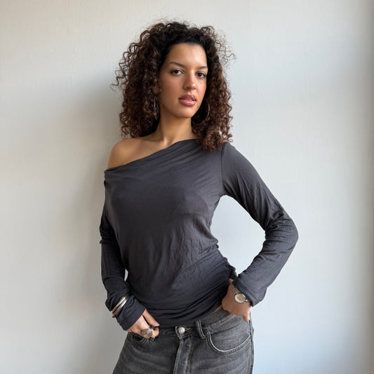 Grey cowl neck top - Size S