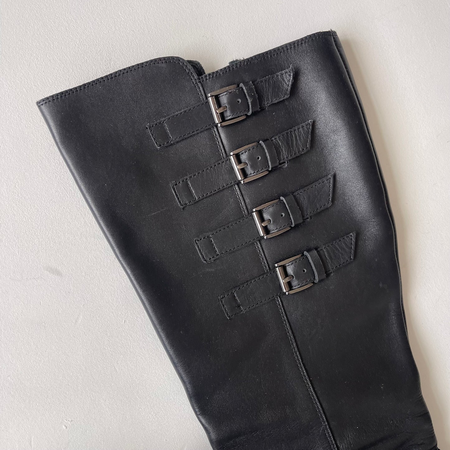Black leather buckle boots - Size UK5