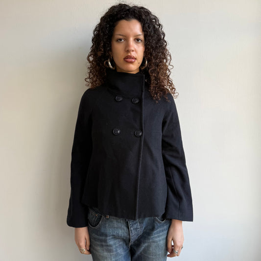 Black funnel neck peacoat - Size S/M