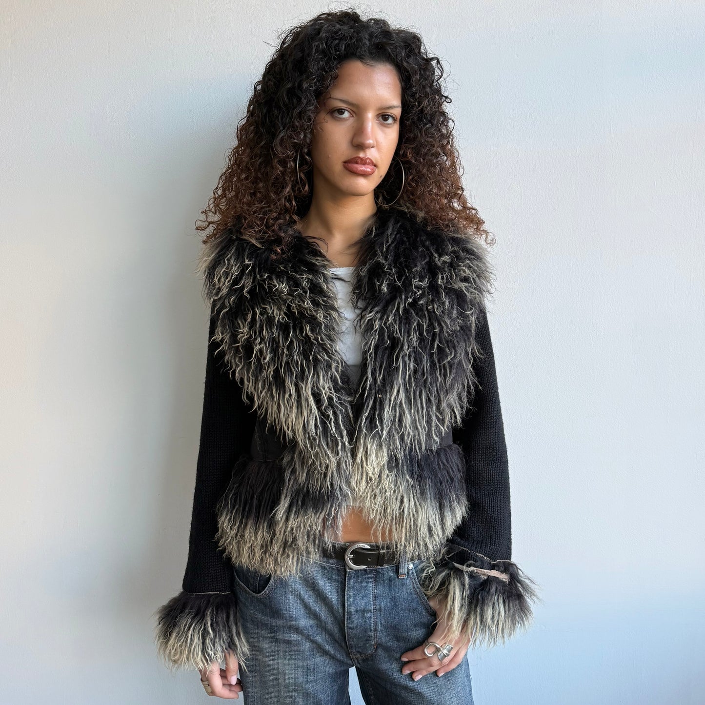 Black knit afghan jacket - Size M