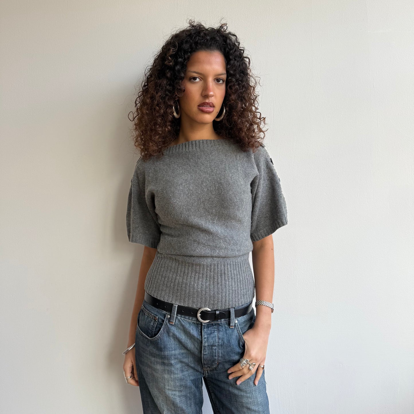 Grey button slouchy knit - Size S