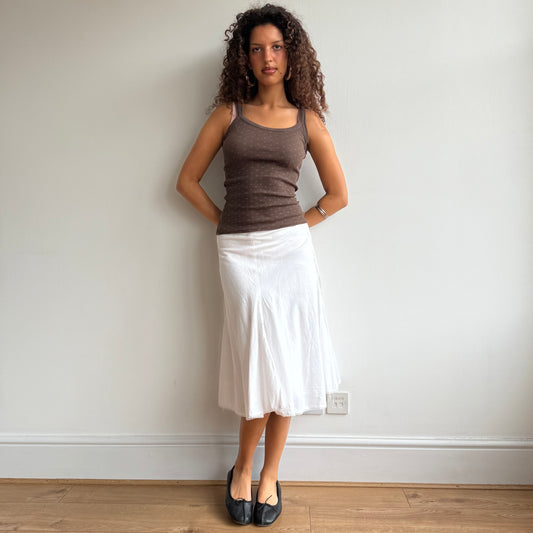 White linen ruched skirt - Size S/M