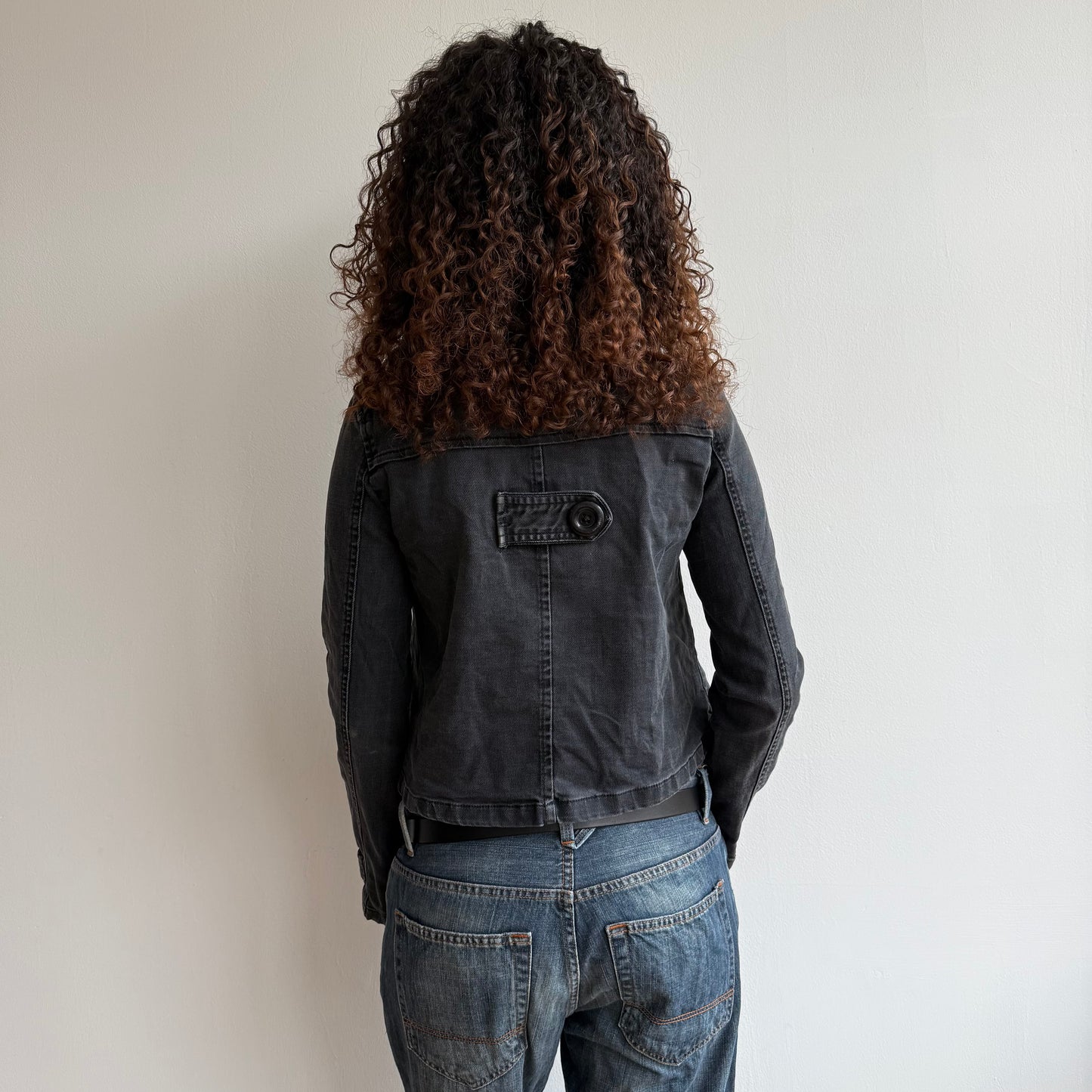 Black wash denim peacoat - Size S