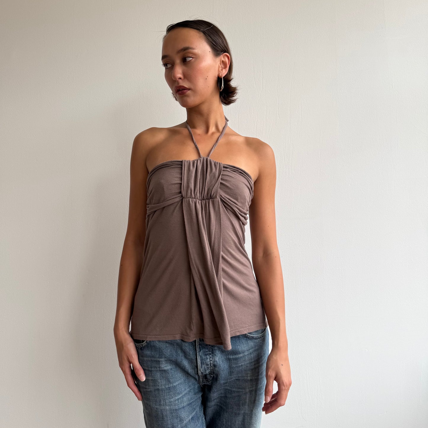 Taupe halterneck bandeau top - Size S