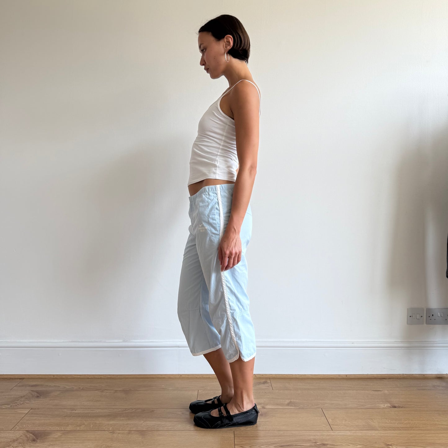Blue Nike side stripe capris - Size S
