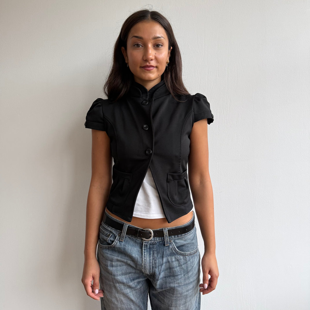 Black short sleeve jacket - Size XS