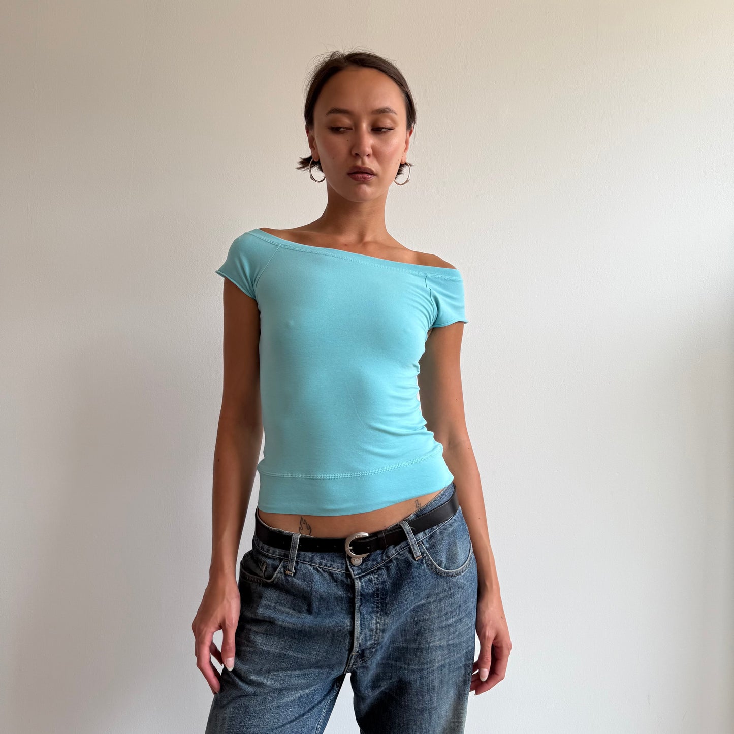 Blue Bardot top - Size S
