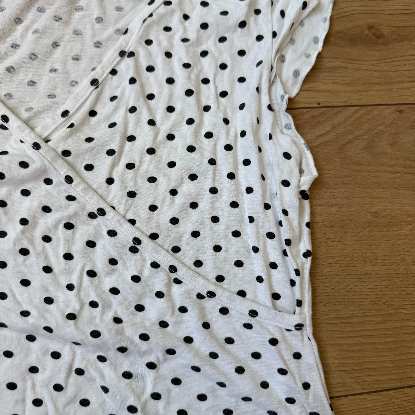 White polka dot wrap top - Size S + M