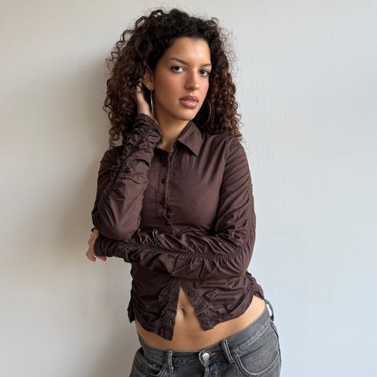 Brown ruched shirt - Size XS