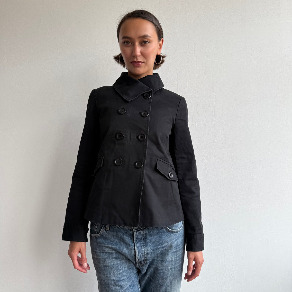 Black double breasted peacoat - Size M