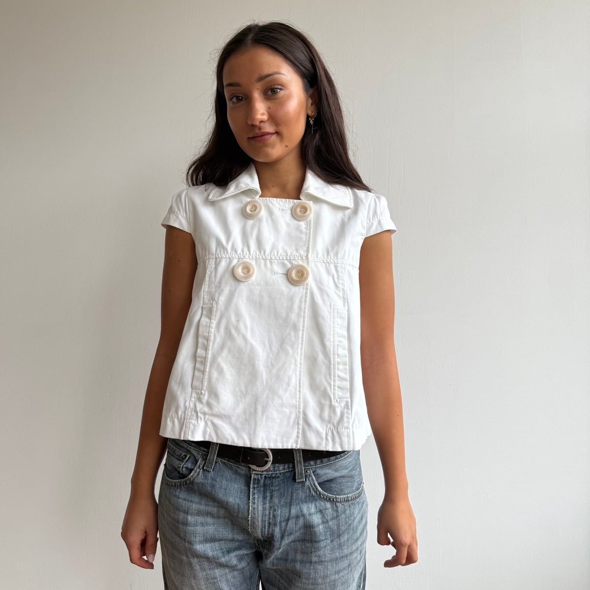 White short sleeve peacoat - Size S