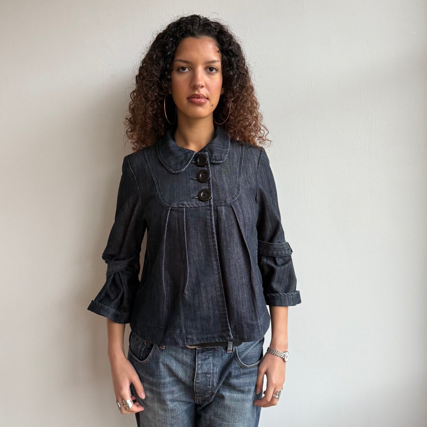 Denim 3/4 sleeve peacoat - Size M