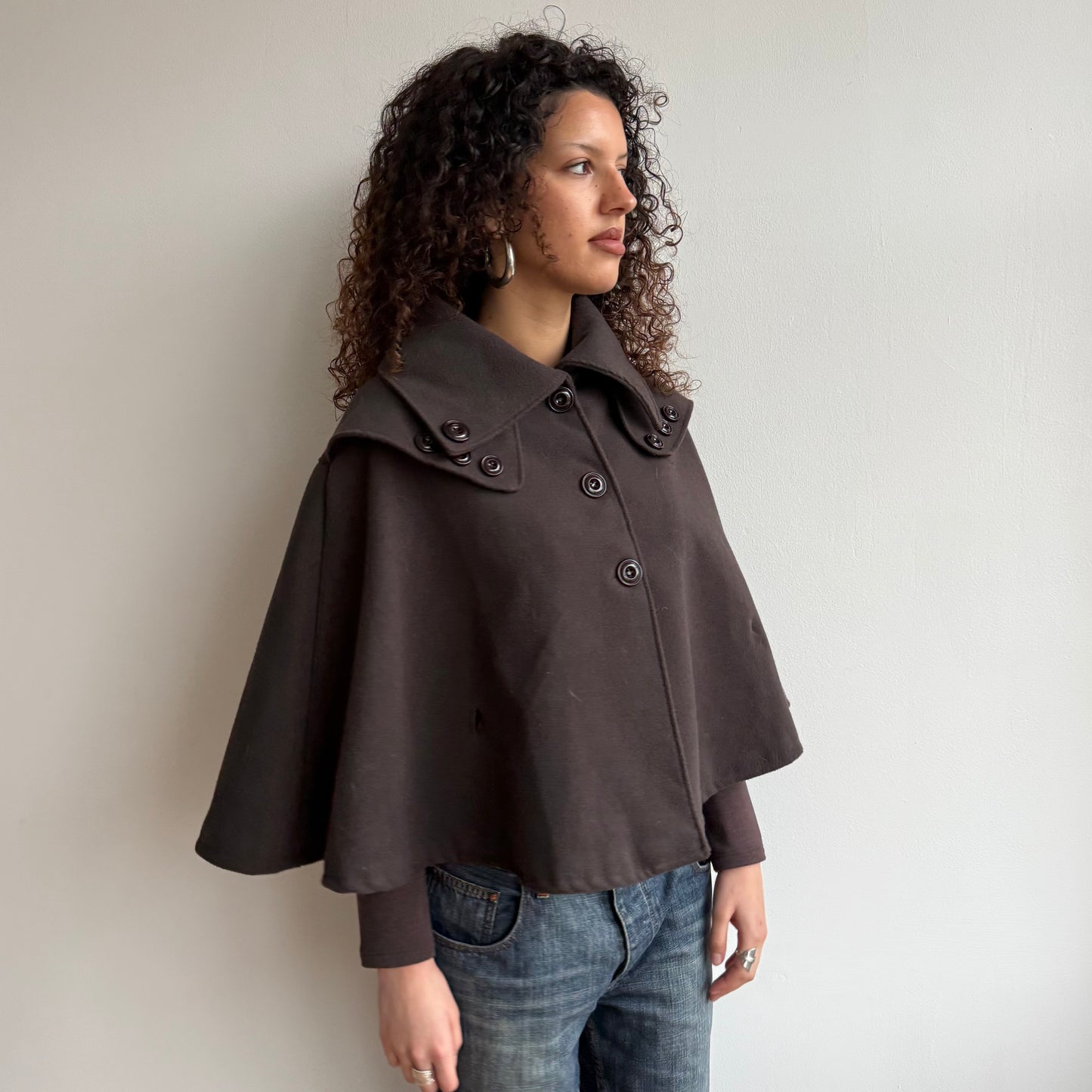 Brown button cape - One Size