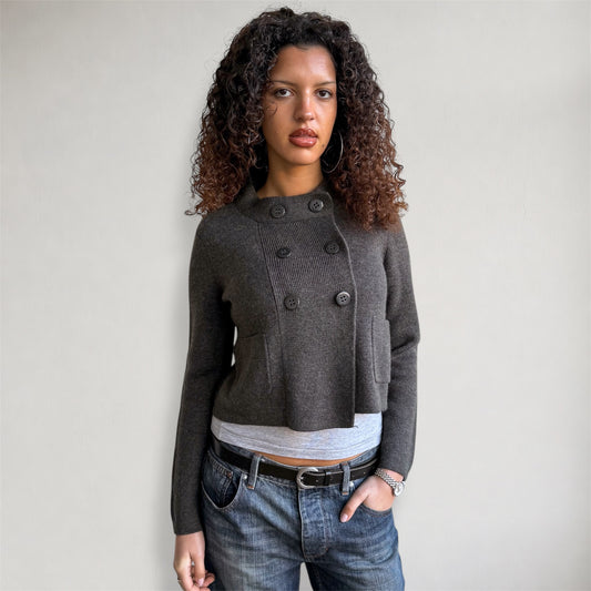 Grey double breasted peacoat jumper - Size S/M