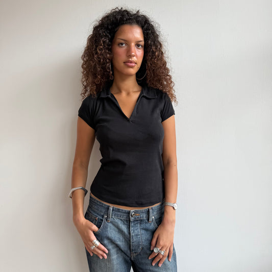 Black polo top - Size M