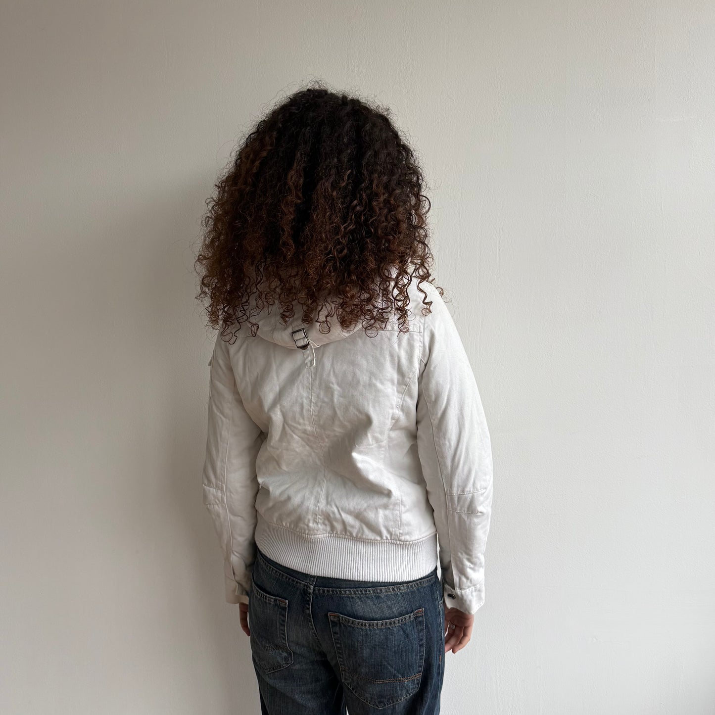 White bomber faux fur coat - Size M