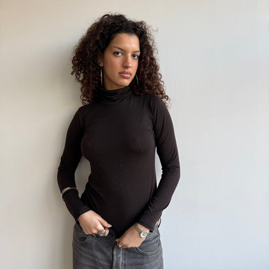 Brown striped roll neck - Size S