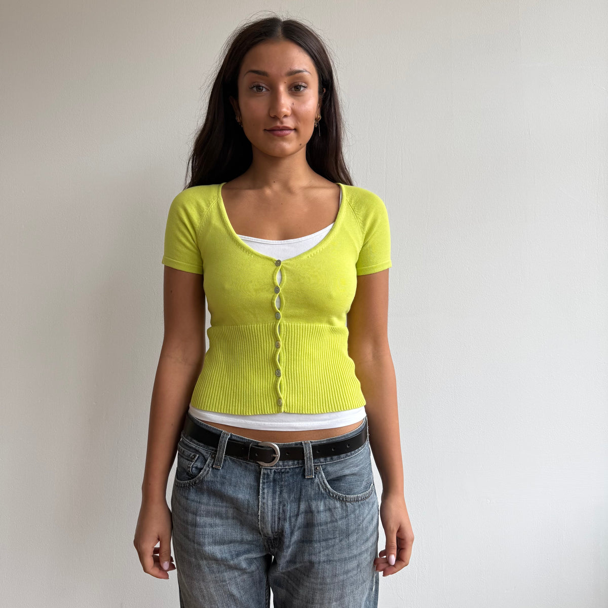 Chartreuse cropped cardigan - Size S