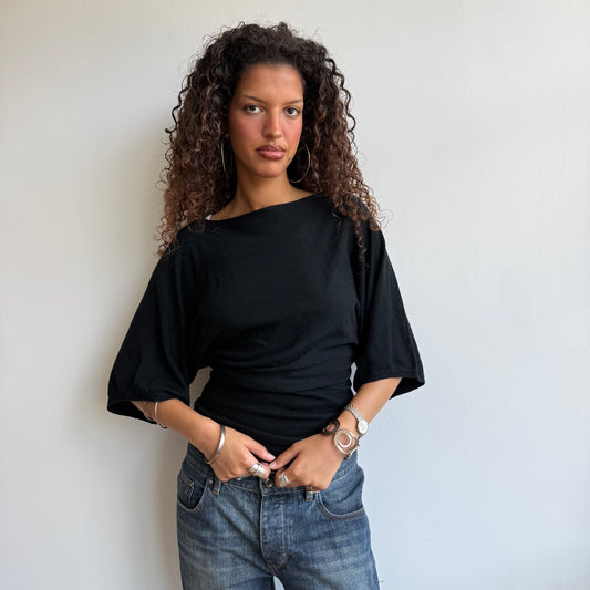 Black short sleeve slouchy knit - Size S-M