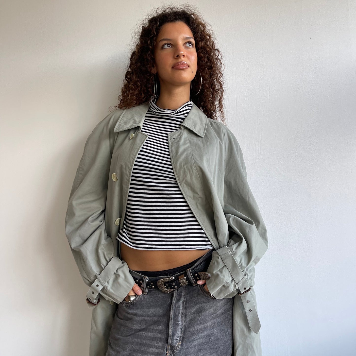 Khaki buckle trench - Size L