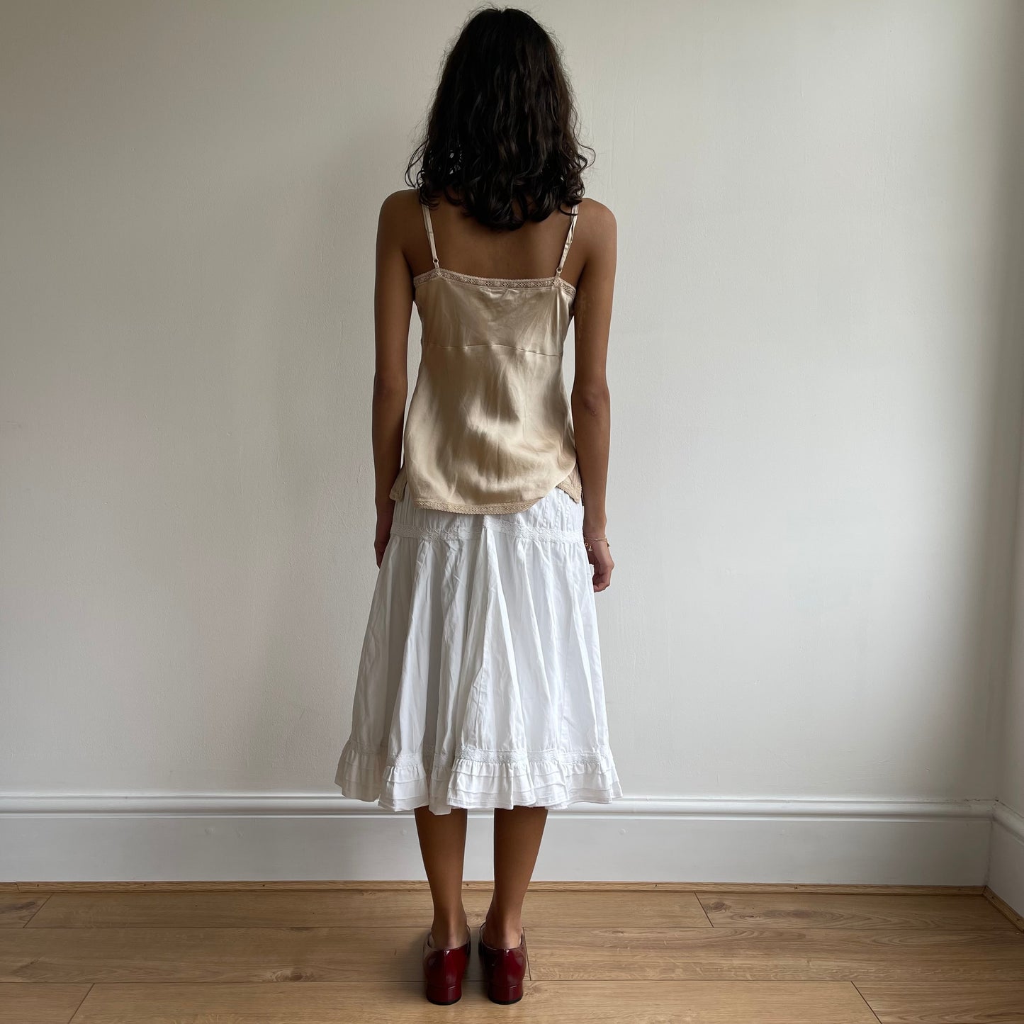 Gold silk cami top - Size S