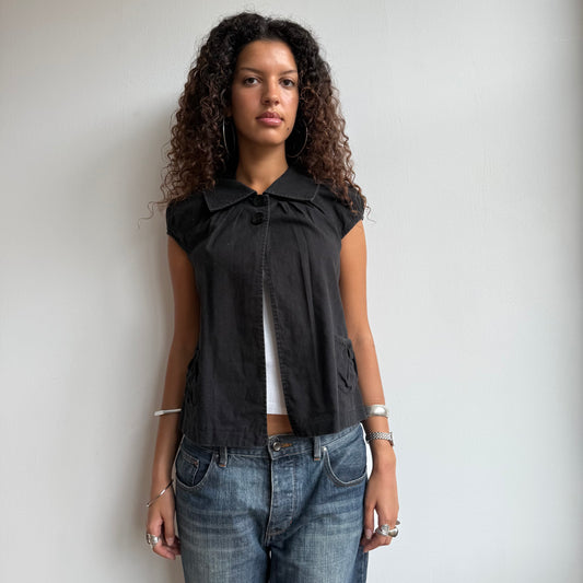 Black short sleeve peacoat - Size S + M