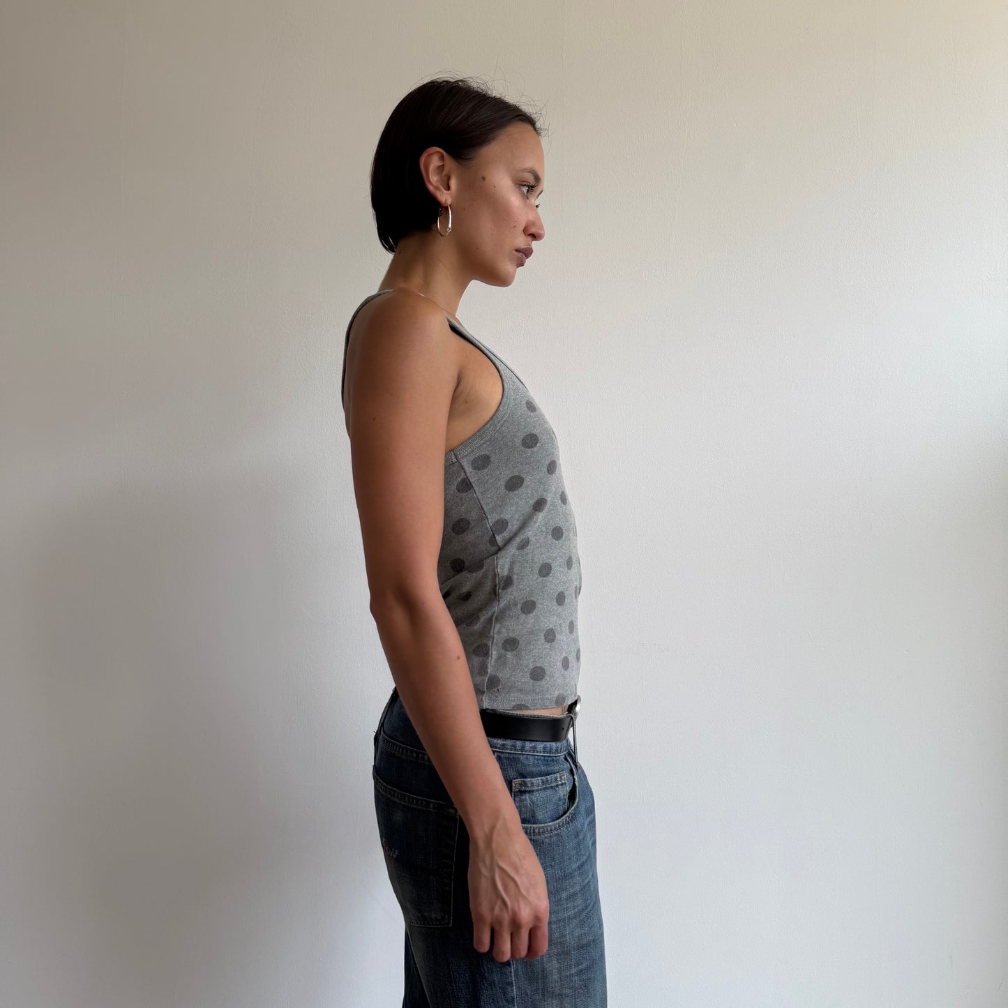 Grey polka dot tank top - Size S
