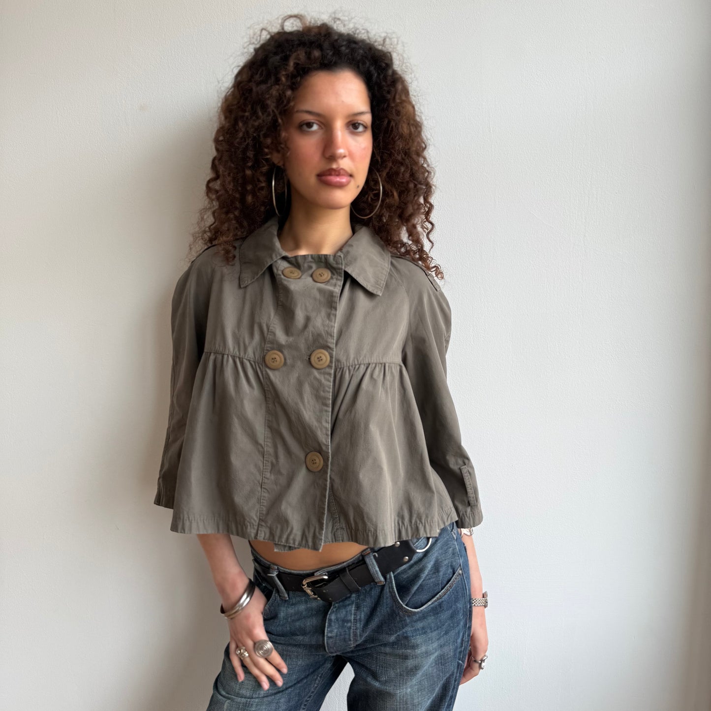 Khaki swing peacoat - Size M