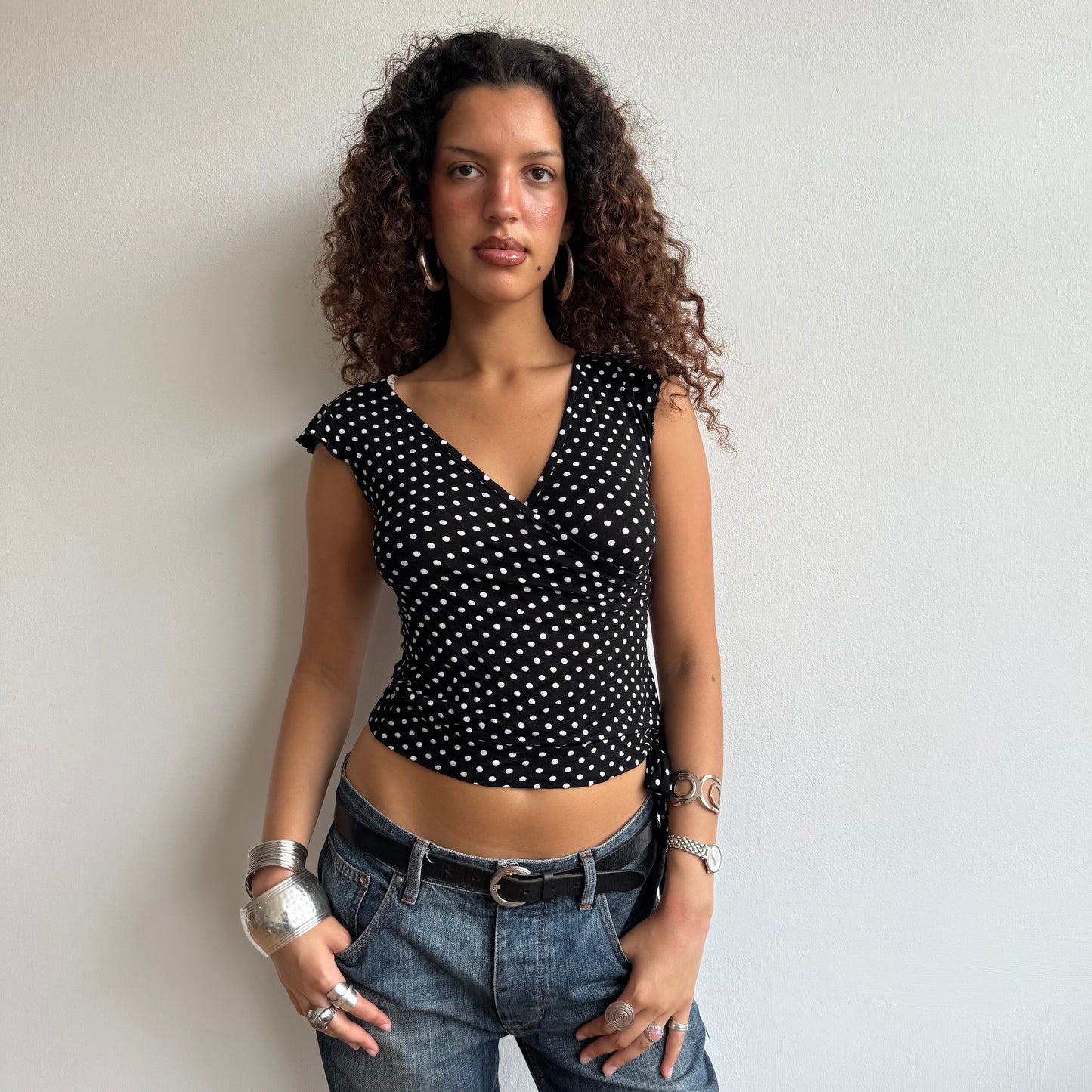 Polka dot wrap top - Size S
