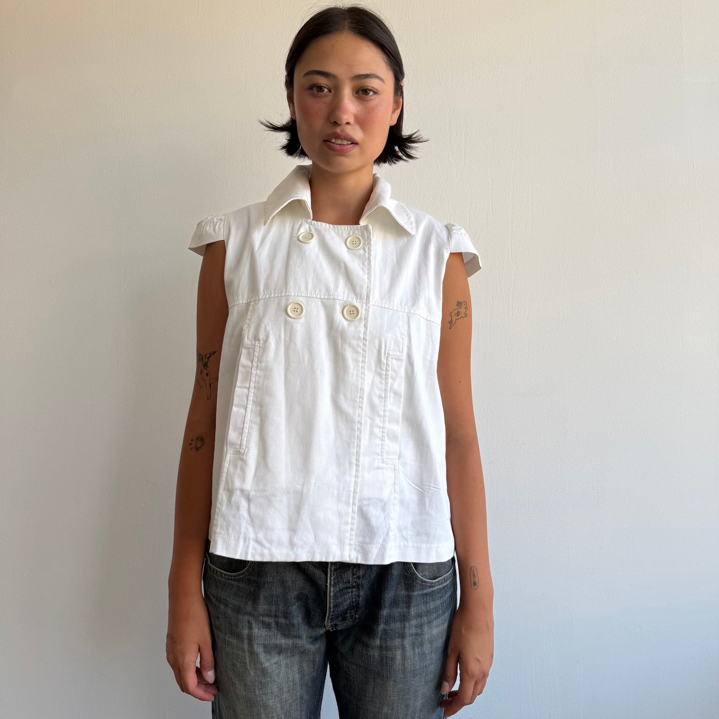 White short sleeve peacoat - Size M/L
