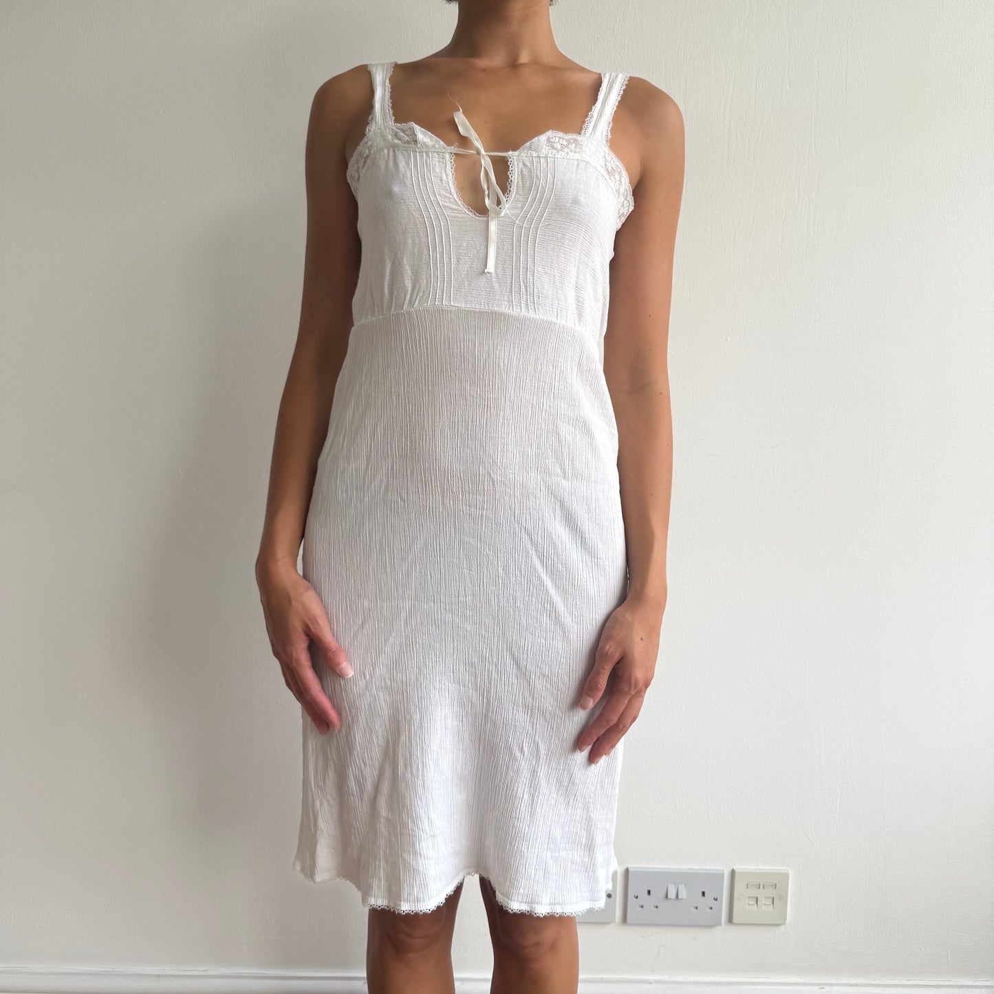 White cheesecloth milkmaid dress - Size S