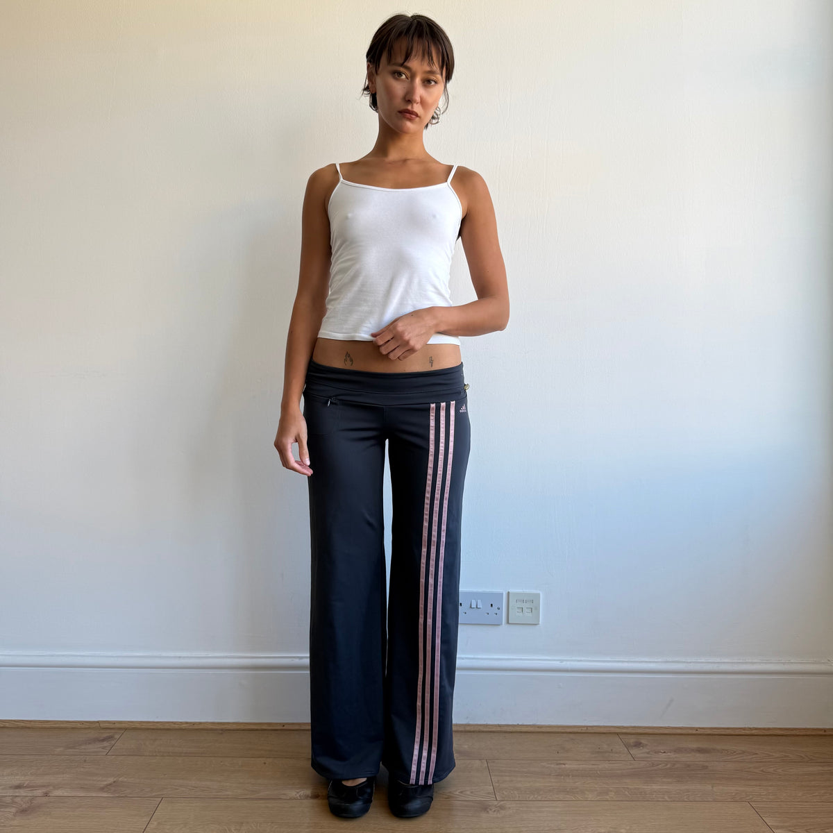 Navy + pink Adidas yoga pants - Size S