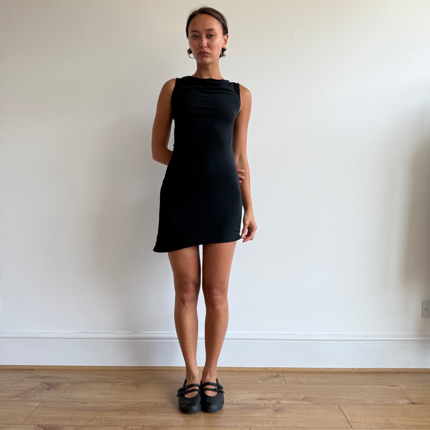 Black asymmetric 90s dress - Size XS
