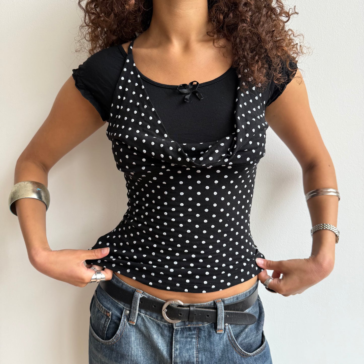 Polka dot cowl neck top - Size S