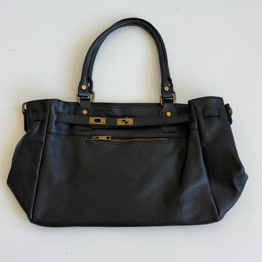 Black leather ‘firkin’ bag - One Size