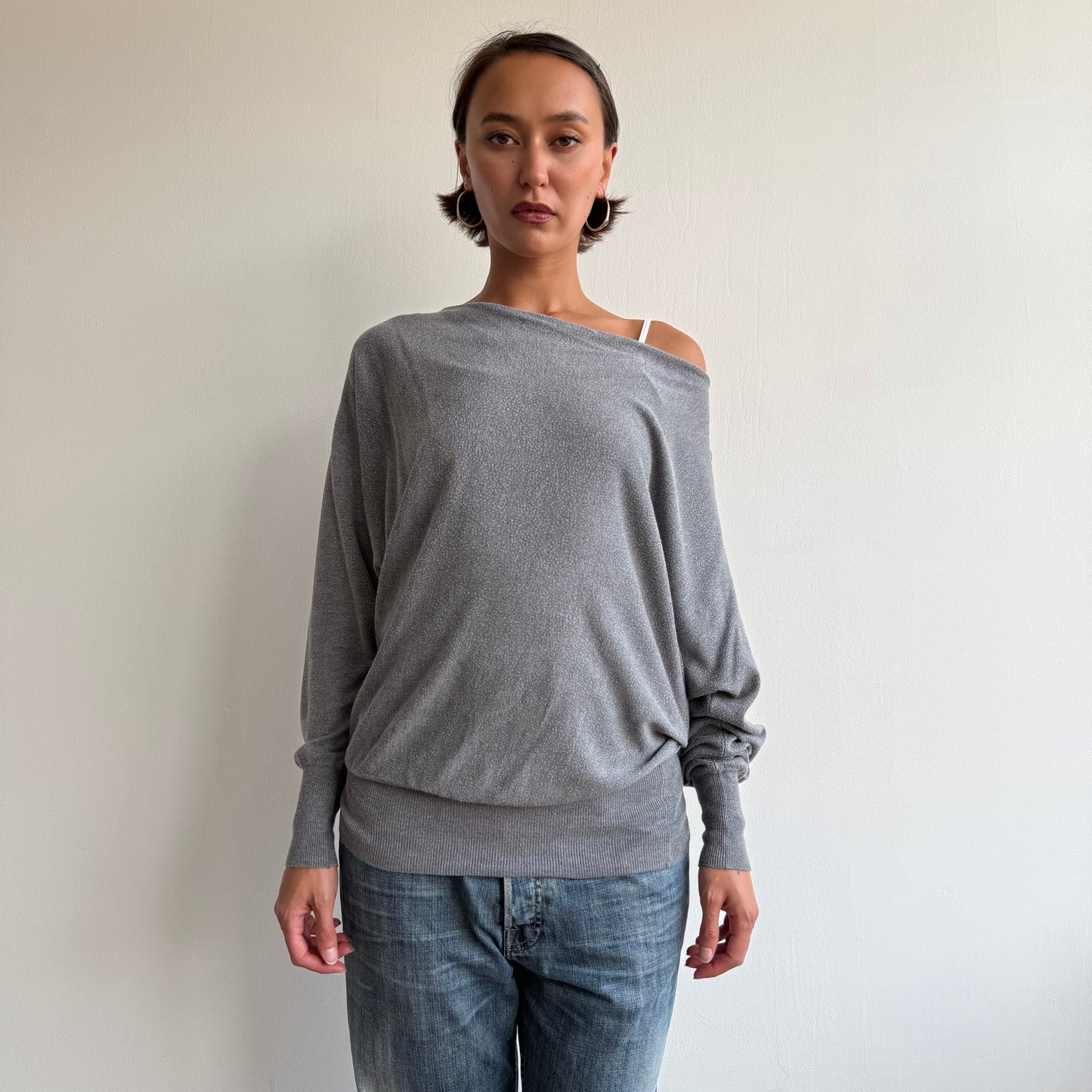 Grey batwing slouchy knit - Size M-XL