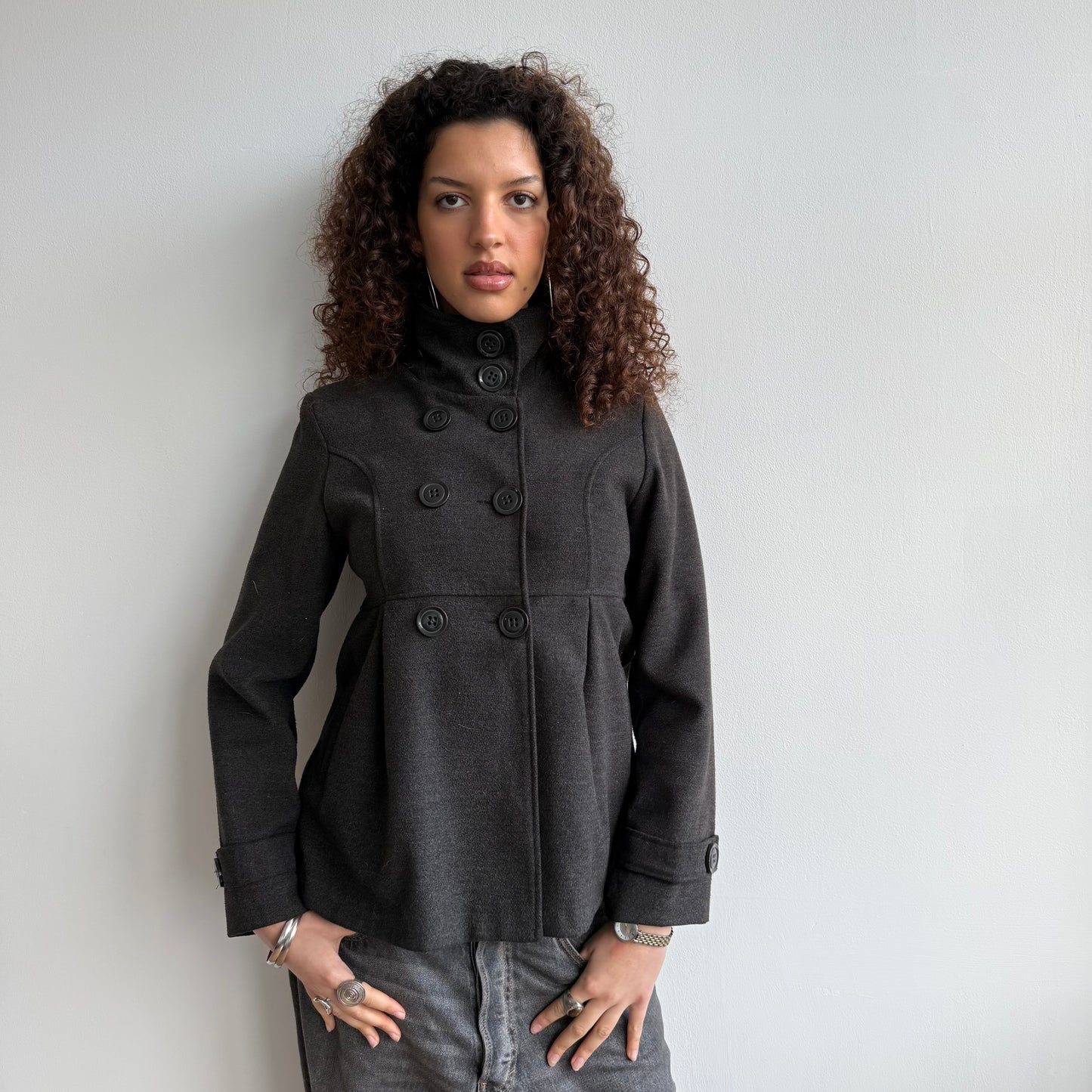 Charcoal grey peacoat - Size S