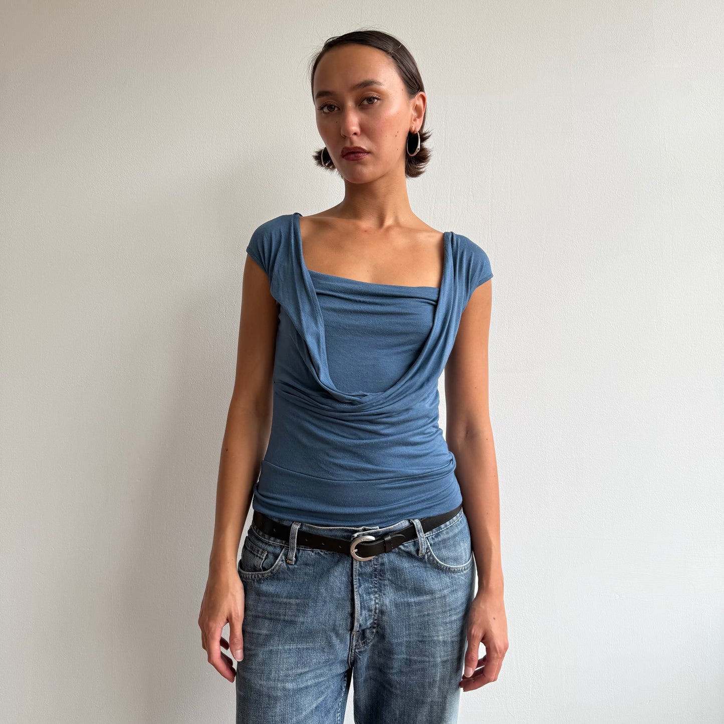 Blue keyhole wrap top - Size S