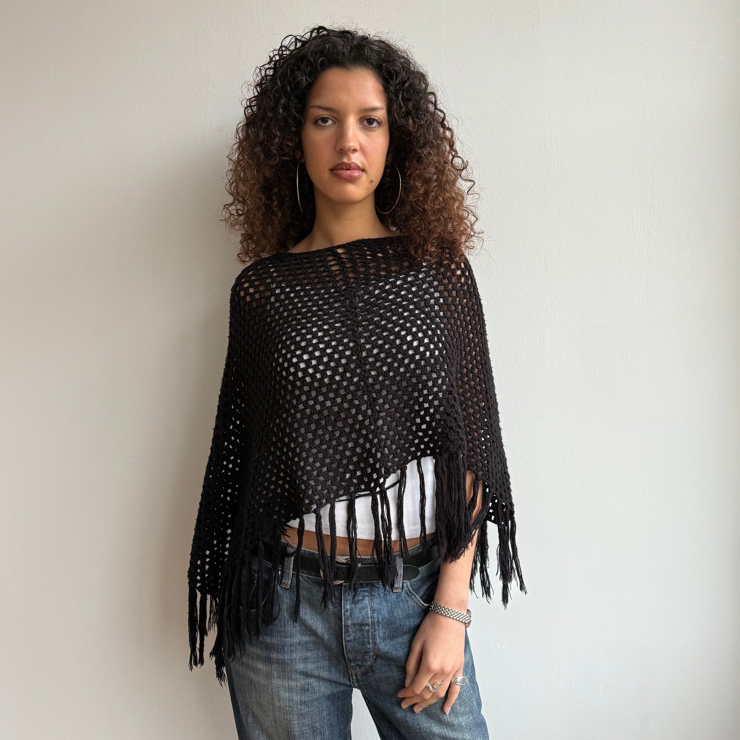 Black crochet poncho - Size S