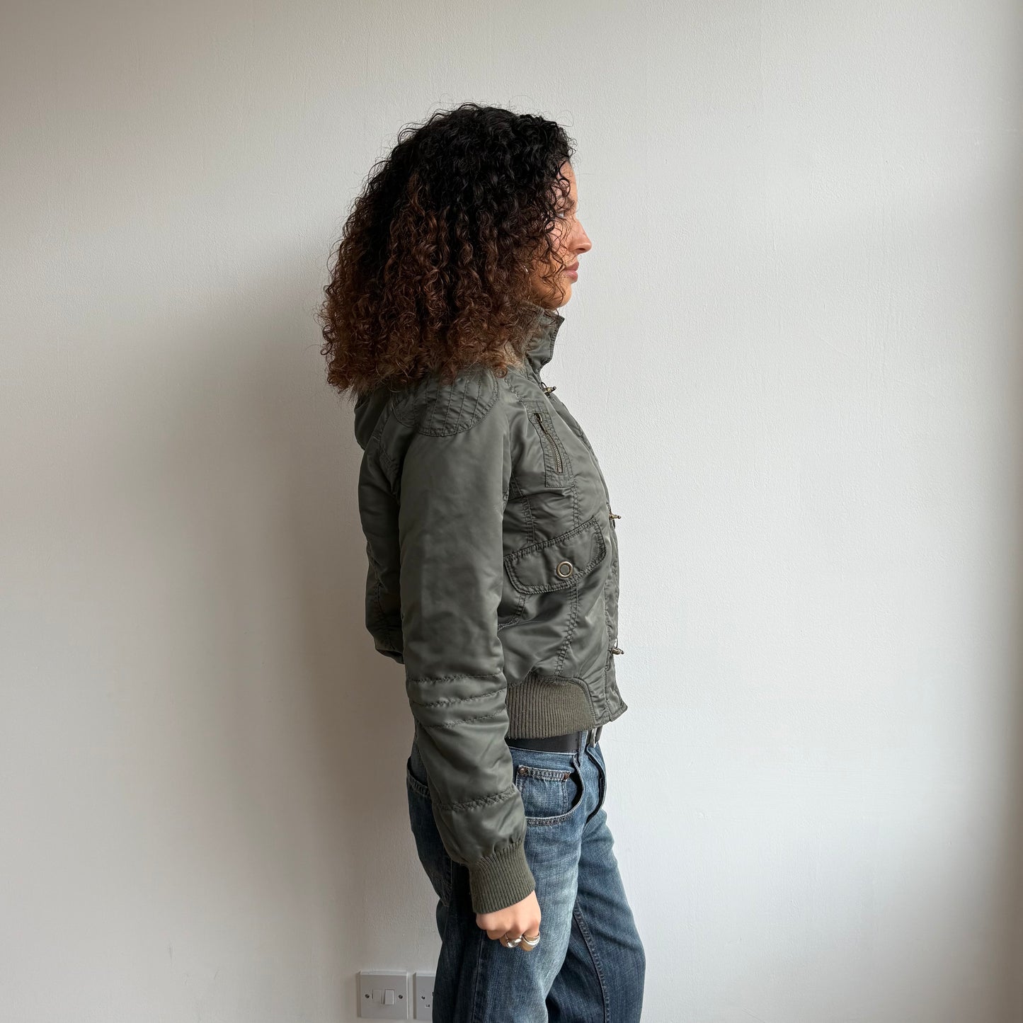 Khaki fireman’s clasp bomber - Size M