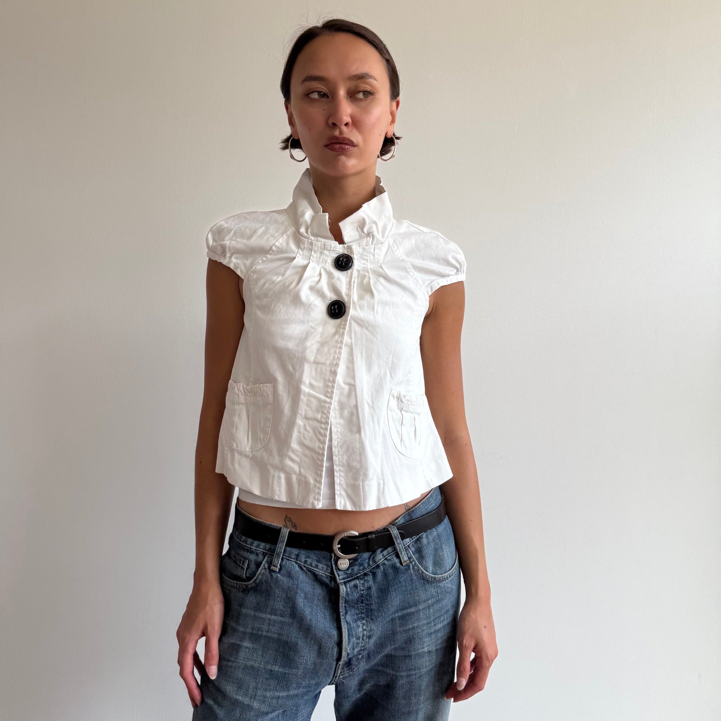 White short sleeve peacoat - Size S