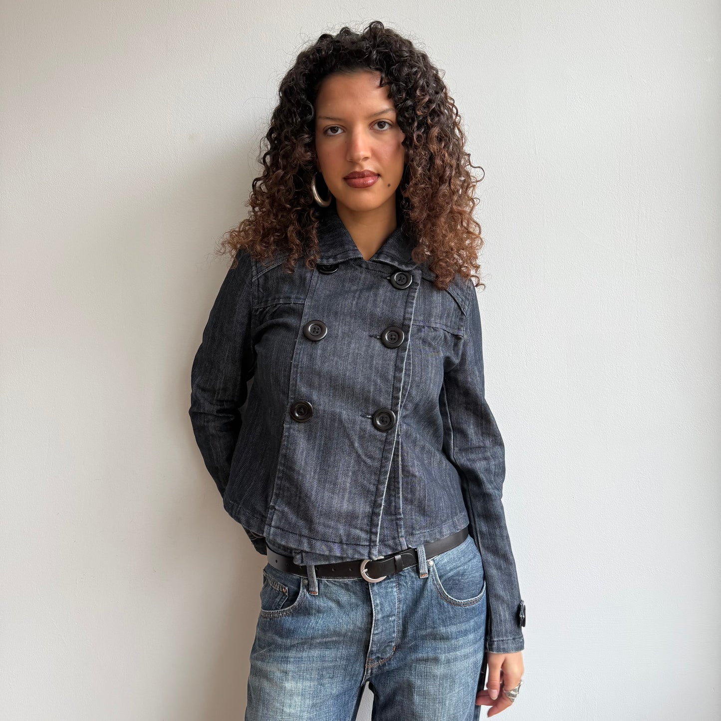 Denim long sleeve peacoat - Size S