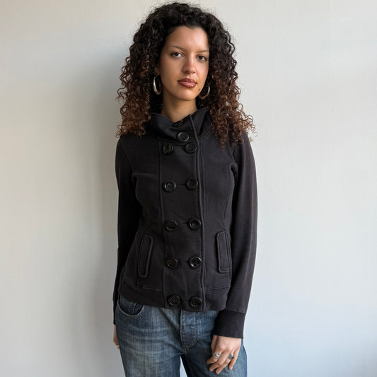 Black double breasted peacoat jumper - Size M