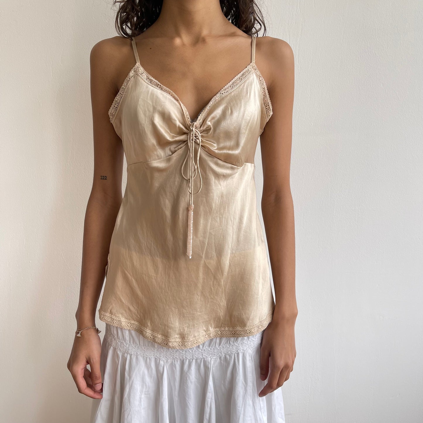 Gold silk cami top - Size S