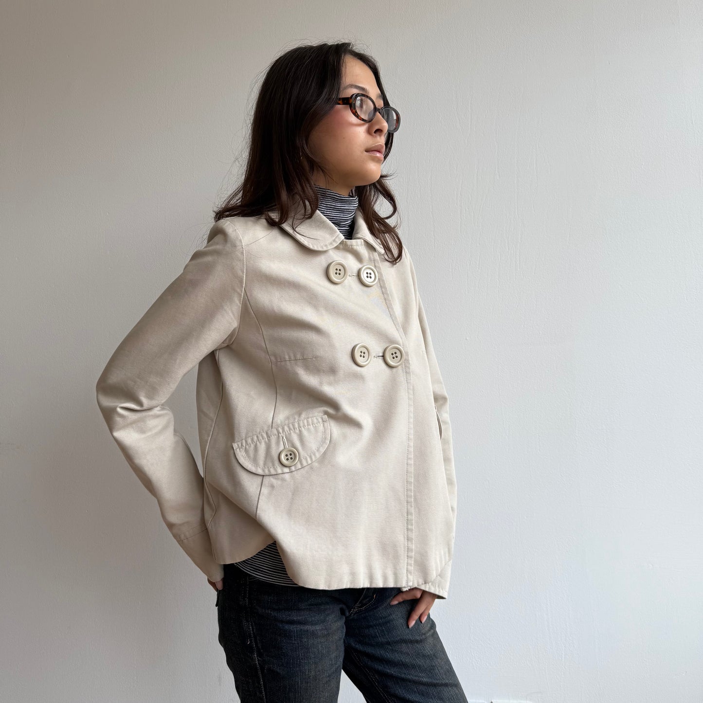 Cream peacoat - Size S/M