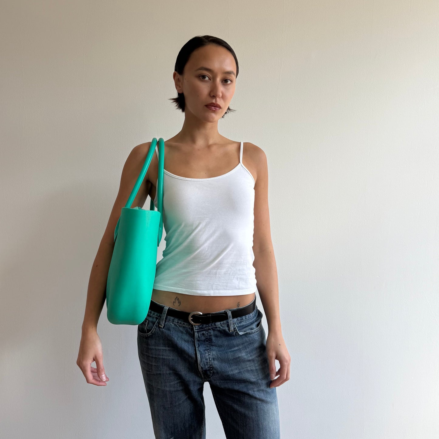 Turquoise jelly bucket bag - One Size